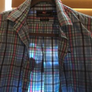 Vineyard Vine pastel plaid youth shirt med 12-14